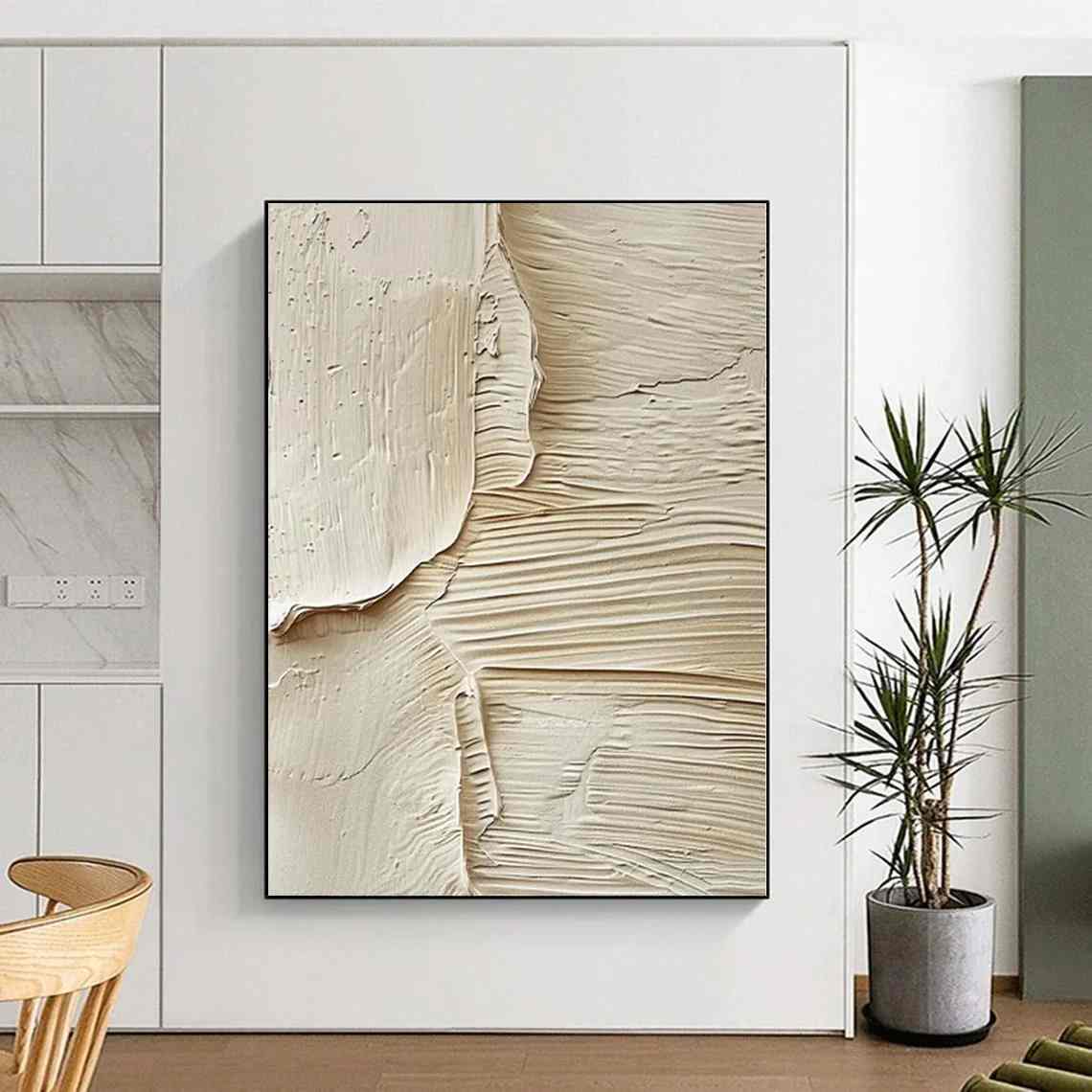 Beige Textured Abstract Canvas Artwork 4OH4V wall art